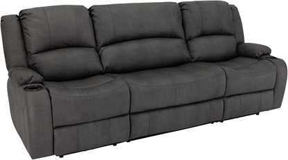 RecPro Charles 94" Powered Triple RV Wall Hugger Recliner | Drop Down Console | RV Furniture with Upgraded 2023 Fabric (Gunmetal)