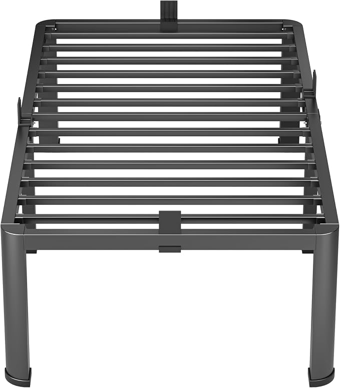 VIPSHOW 18 Inch Twin Heavy Duty 3500 lbs Bed Frame with Round-Corner Legs & Anti-Squeak Design – Quick Assembly Metal Platform, No Box Spring Needed
