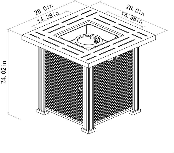 GDFStudio 28" Square Propane Gas Fire Pit Table, 50000 BTU Outdoor Steel Patio Heater with Hidden Tank Storage Lid and Cover for Backyard Deck Garden, Black