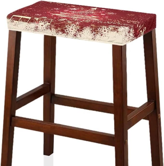 Bar Stool Covers Rectangle Christmas Decoration Bar Stool Seat Covers Red Xmas Tree Vanity Chair Cover Rectangle 2 Pack Counter Stool Bar Chair Cover for Kitchen Pub Dining Room