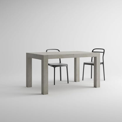 Mobili Fiver, Iacopo Extendable Dining Table, 55.1(86.6) x35.4 in, Concrete Effect, Grey, for 6-10 People, Expandable Dining Table for Kitchen, Living Room, Italian Furniture