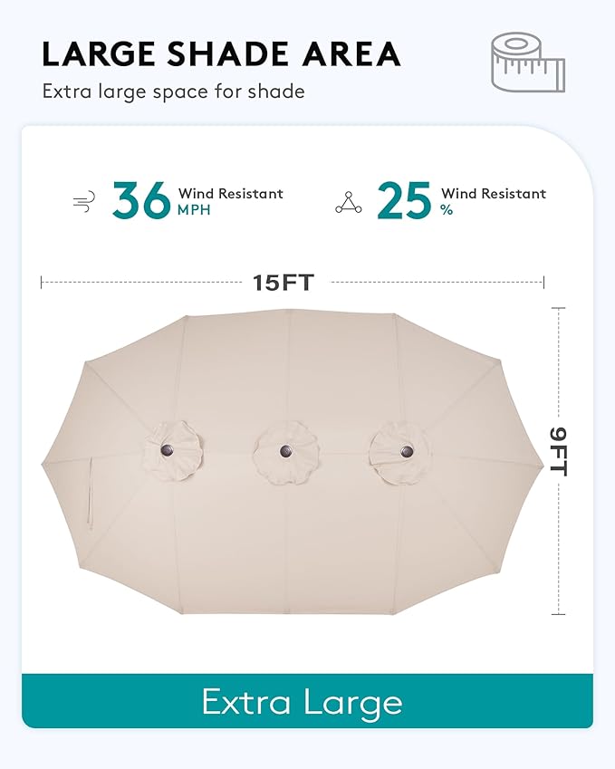 SERWALL HDPE Patio Furniture Set with 15FT Patio Umbrella, 7-piece Outdoor Sectional Sofa Set, All Weather Patio Couch Set for Deck, Gray &Gray (Umbreall Base not Included)