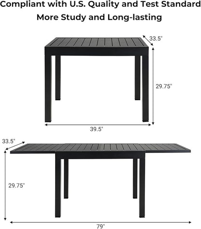 Grand patio 7-Piece Patio Dining Set for 6, 6 E-Coated Outdoor Dining Set Swivel Patio Dining Chairs with Olefin Cushions & 1 Black Extendable Rectangular Table for 4-6 Person