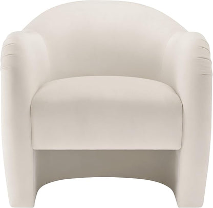 Modway Compose Barrel Chair with Performance Velvet Fabric in Alabaster – Upholstered Accent Armchair with Curved Backrest – Cozy Lounge Chair for Reading – Round Comfy Single Sofa Club Chair