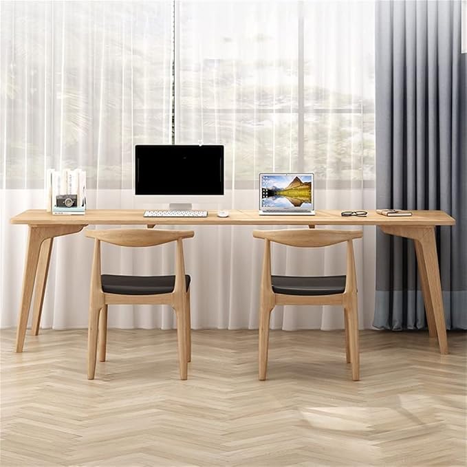 LAKIQ Pine Solid Wood Writing Desk Modern Rectangular Home Office Working Table Desktop Computer Desk Home Writing Table for Small Space-Table Only (Natural,63" L x 20" W x 30" H)