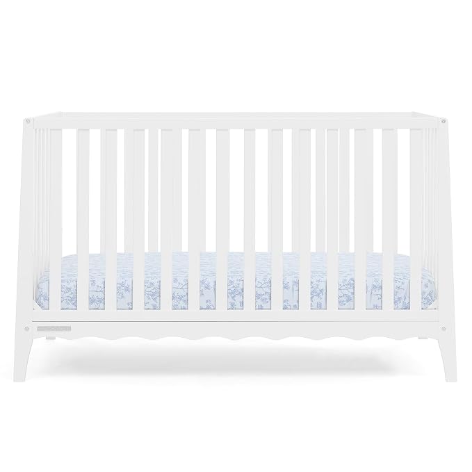 Delta Children Lulu 5-in-1 Convertible Crib, Converts to Toddler Bed, Daybed, Sofa & Full-Size Bed, Greenguard Gold Certified, Fits Standard Crib Mattress, 3 Mattress Heights for Baby,Bianca White
