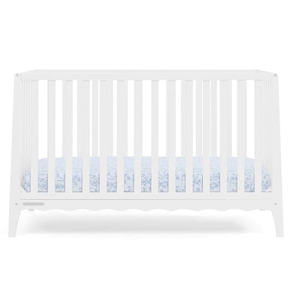 Delta Children Lulu 5-in-1 Convertible Crib, Converts to Toddler Bed, Daybed, Sofa & Full-Size Bed, Greenguard Gold Certified, Fits Standard Crib Mattress, 3 Mattress Heights for Baby,Bianca White
