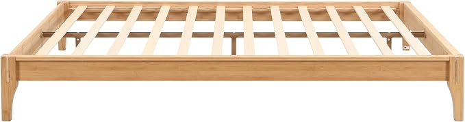 Merax Full Size Bamboo Platform Bed, Mid-Century Modern Bed Frame with Wood Slat Support, No Box Spring Needed, Easy Tool-Free Assembly, Natural