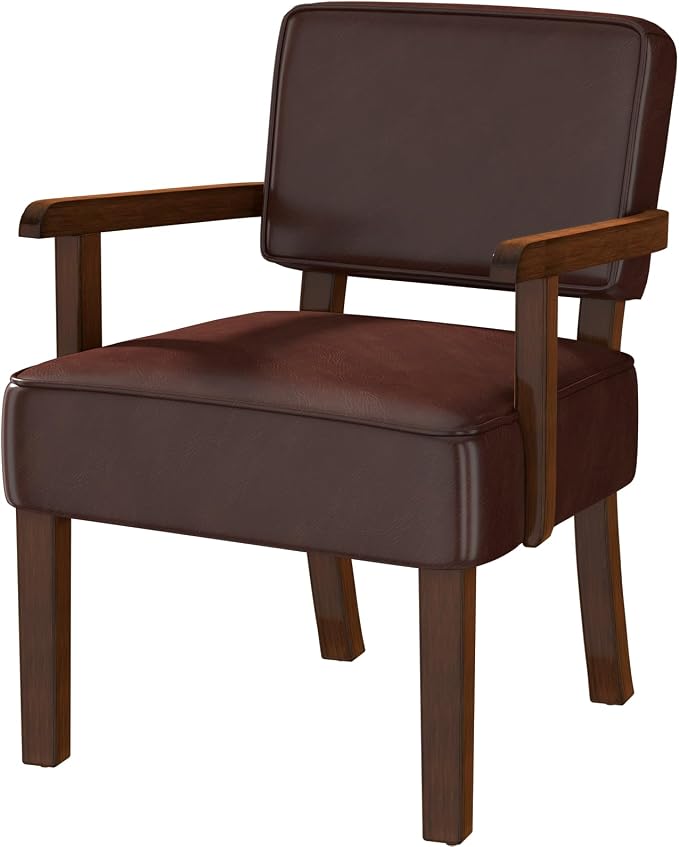 FAGAGA Accent Chair, PU Leather Living Room Chairs Oversized with Soft Seat and Armrests, Armchair for Bedroom, Dinning, Reading, Waiting Rooms (Leather Cherry)