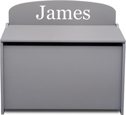 Delta Children Personalized MySize Deluxe Toy Box, Grey