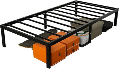 Wulanos Twin XL Bed Frames, Heavy Duty Metal Frame with Steel Slats Support, No Box Spring Needed, 16 Inch High Platform with Storage, Non-Slip and Noise-Free