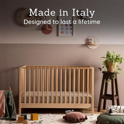 dadada Baby LaLa 3-in-1 Convertible Crib - Wood Crib Converts into Toddler Bed & Daybed - Greenguard Gold Certified, Made in Italy - 3 Adjustable Mattress Heights - Solid Beechwood (Natural)