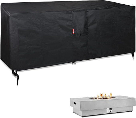 SheeChung Fire Pit Cover Rectangular 56"L x27"W x15"H,Waterproof Outdoor Fire Pit Table Cover,Heavy Duty 600D Tear Resistant Fireplace Cover for Rectangular Propane Gas Fire Pit,Deck Box Protector