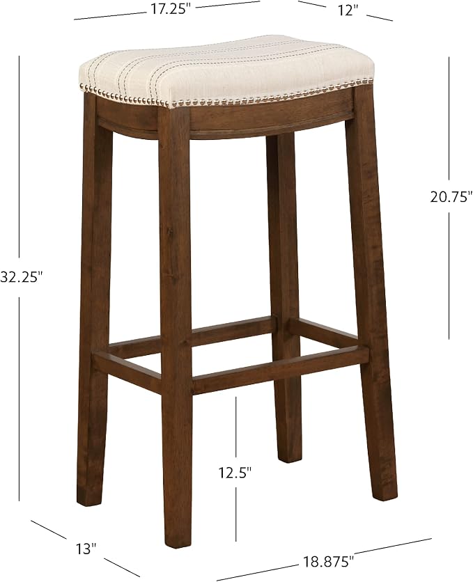 Linon Home Décor Linon 32.5" Backless Claridge Stool Rustic, Natural Bar