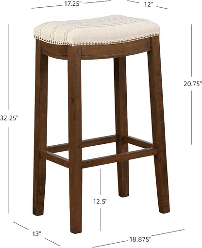 Linon Home Décor Linon 32.5" Backless Claridge Stool Rustic, Natural Bar