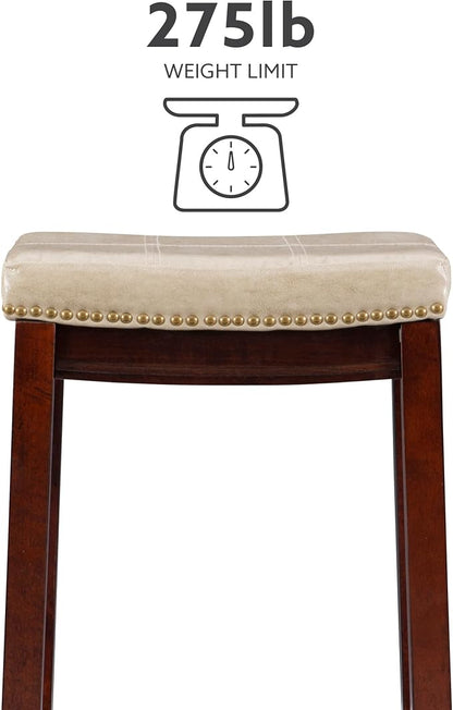 Linon Carson Cream Backless Bar Stool, Off-White