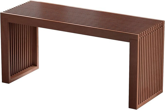 APRTAT Bamboo Dining Bench, 35 inch Farmhouse Decor Indoor Kitchen Table Bench, Entryway Shoe Rack Bench, Outdoor Bench, Solid Bamboo Benches for Living Room, Hallway, Bedroom, Bathroom (Brown, Long)