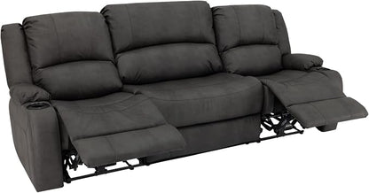 RecPro Charles 94" Powered Triple RV Wall Hugger Recliner | Drop Down Console | RV Furniture with Upgraded 2023 Fabric (Gunmetal)