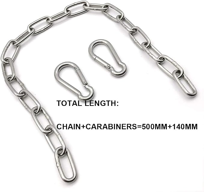 Heavy Duty Stainless Steel Chain 550LB Capacity for Punching Bags Hanging Chair Hammocks Swing Trapeze Yoga