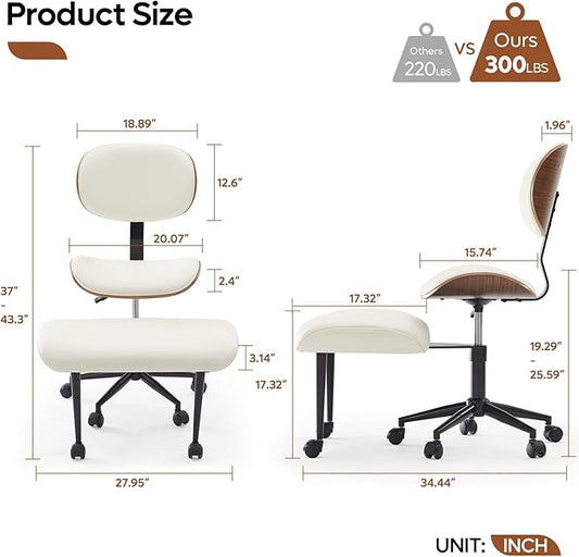 Bestier Ergonomic Cross Legged Office Chair,Height Adjustable Seat for ADHD, Meditation Office Chair for Short Women, 360° Swivel Adjustable Height for Pregnancy Yoga Kneeling Meditation White