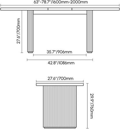 homary Extendable Oval Dining Table 63"-79", Japandi Style Kitchen Table for 4-6 People, Double Pedestal Base, Space-Saving Design for Family Gatherings, Holiday Dinners (Table Only)