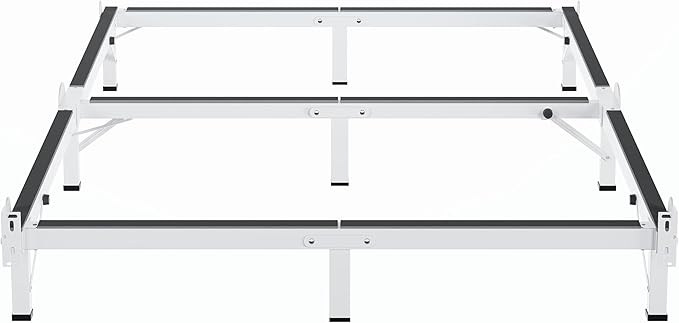 MAF Metal Bed Frame Queen, 9-Legs Support Bed Base, 8 Inches Queen Bed Frame for Box Spring and Mattress, Basics Bed Frame Headboard Attachable Tool-Free Easy Assembly, White
