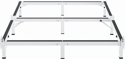 MAF Metal Bed Frame Queen, 9-Legs Support Bed Base, 8 Inches Queen Bed Frame for Box Spring and Mattress, Basics Bed Frame Headboard Attachable Tool-Free Easy Assembly, White