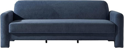 HULALA HOME 84" Modern Curved Sofa, 3 Seater Sofa for Living Room, Slate-Blue