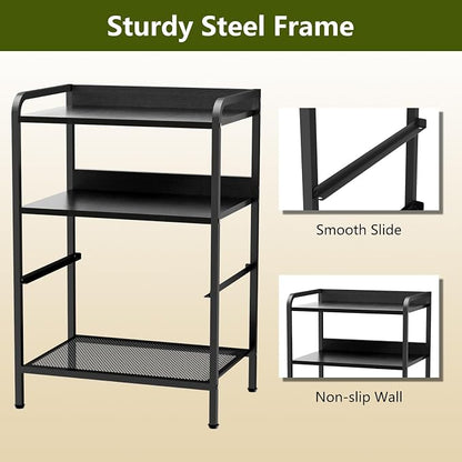 Nightstands Set of 2, Bedside Table with 1 Fabric Drawer, Open Mesh Shelf, End Table Side Table with Storage Drawer Dresser, Wear-Resistant Metal Frame, Bedroom, Black