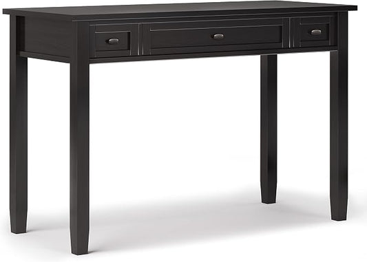 SIMPLIHOME Warm Shaker Desk - 48 Inch Wide Solid Wood Writing Desk in Hickory Brown, Transitional Home Office Computer Table for Workspace or Study with Flip-Down Keyboard Tray and 2 Drawers