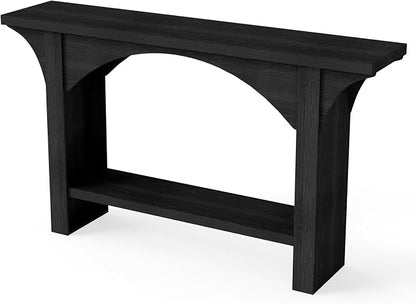 Black Entry Table, 55'' Modern Console Table 2-Tier Wood Entrance Table Foyer Tables for Entryway Hallway