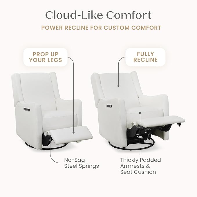 Delta Children Mercer Electronic Power Recliner and Swivel Glider with USB Port in LiveSmart Performance Fabric - Water Repellent & Stain Resistant, Pearl