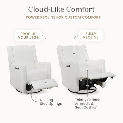 Delta Children Mercer Electronic Power Recliner and Swivel Glider with USB Port in LiveSmart Performance Fabric - Water Repellent & Stain Resistant, Pearl