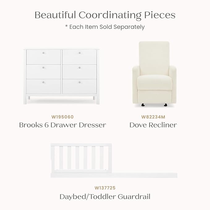 Delta Children Maya 5-in-1 Convertible Crib and Changer with Storage, Converts to Toddler Bed, Daybed, Sofa & Full Bed, Greenguard Gold Certified, 3 Mattress Heights for Baby, Bianca White