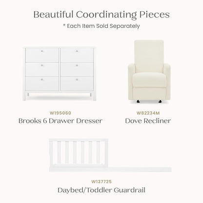 Delta Children Maya 5-in-1 Convertible Crib and Changer with Storage, Converts to Toddler Bed, Daybed, Sofa & Full Bed, Greenguard Gold Certified, 3 Mattress Heights for Baby, Bianca White