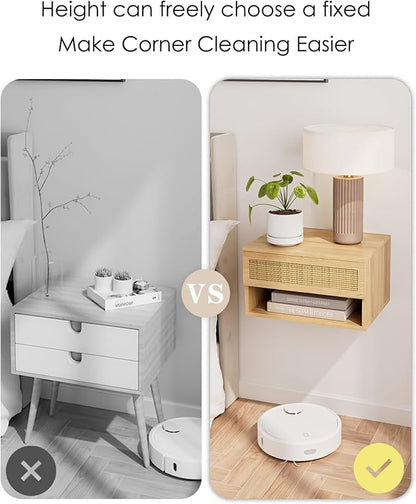 Floating Nightstand, Small Modern Floating Nightstand with Drawer, Floating Shelves for Bedroom, Bathroom (Oak Rattan)