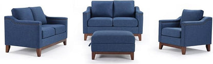 HAOMARKETS 4 Piece Fabric Sofa Set with Nailhead Trim, Included Comfy Accent Chair, Upholstered Loveseat 2-Seater Sofa Couches Set of 2 and Storage Ottoman with Flip-Top Table for Living Room,Blue