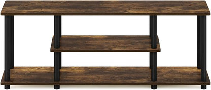 Furinno Turn-N-Tube No Tools 3D 3-Tier Entertainment Stand up to 50 inch TV, Amber Pine/Black