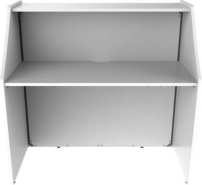 Linea Italia Curved Modern Office Desk Easy to Assembly 2 Panel Reception Counter for Lobby, Salon, 124" x 49", White