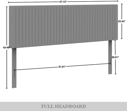 Full Corduroy Velvet Upholstered Adjustable Headboard, Light Blue