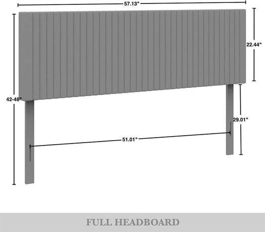 Full Corduroy Velvet Upholstered Adjustable Headboard, Light Blue