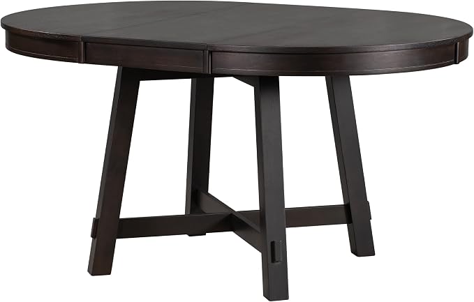 LUMISOL 42"-58" Extendable Round Dining Table for 4-8, Farmhouse Oval Kitchen Table with Removable Leaf, Solid Wood Dinner Tables for Kitchen, Dining Room, Small Space, Espresso