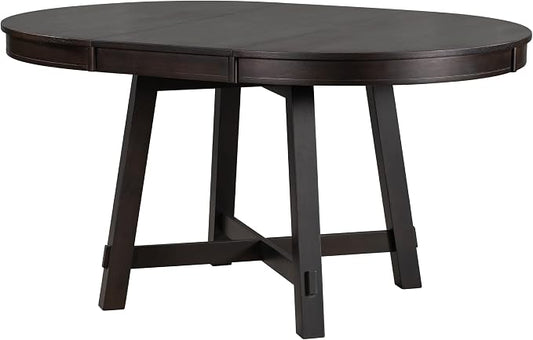 LUMISOL 42"-58" Extendable Round Dining Table for 4-8, Farmhouse Oval Kitchen Table with Removable Leaf, Solid Wood Dinner Tables for Kitchen, Dining Room, Small Space, Espresso