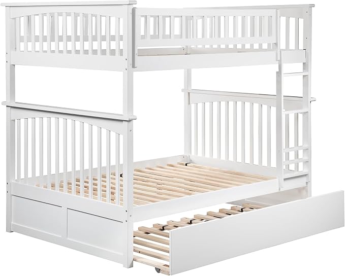 AFI, Columbia Ladder Bunk Bed Full Over Full with Twin Trundle, White
