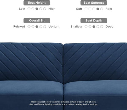 mopio 76.4" Futon Sofa Bed, Couch, Loveseat, Sleeper Sofa, Mid Century Modern Futon Couch, Sofa Cama, Couches for Living Room (Classic Blue Velvet)