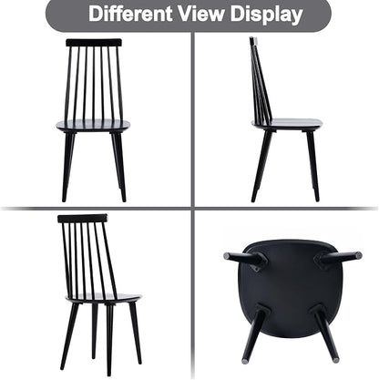 DUHOME Black Windsor Wooden Dining Chairs Set of 6, Wood Dining Room Chair Black Spindle Side Kitchen Room Country Farmhouse Chairs