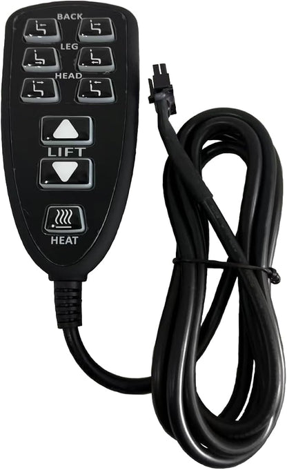 Recliner Remote Replacement for Raffel Systems HC HR3B 01 | 9 Button Hand Control with a Junction Box Combo for Raffel Systems Back,Leg,Headrest,Lift（open-close）and Heat