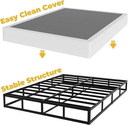 YORMDMO 9 Inch Full Box Springs, Height Profile Box Spring Only for Full Bed, Heavy Duty Metal Mattress Foundation with Fabric Cover, Easy Assembly