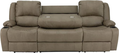 RecPro Charles 94" Powered Triple RV Wall Hugger Recliner | Drop Down Console | RV Furniture with Upgraded 2023 Fabric (Putty)