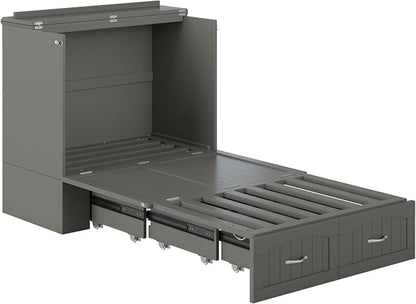 AFI, Southampton Murphy Bed Chest Twin XL with 6" Mattress, Storage Drawer & Built-in USB Charger, Grey
